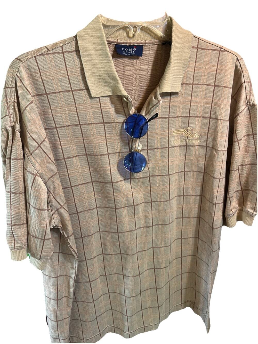 Vintage Como Sport Golf Shirt Mens L Pebble Beach Cotton SS Polo Made In Italy